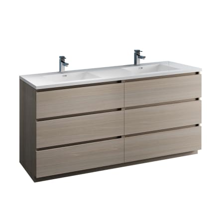 Fresca Lazzaro 72" Free Standing Double Basin Vanity Set with MDF Cabinet and Acrylic Vanity Top Gray Wood