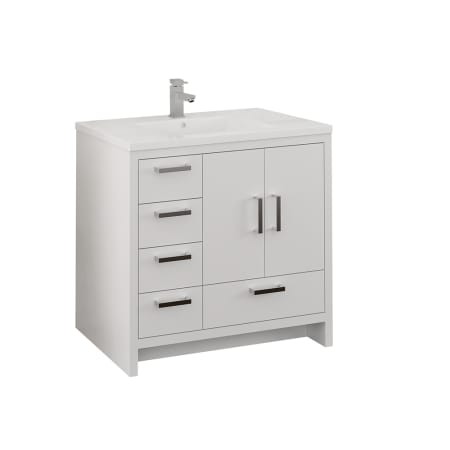 Fresca Imperia 36" Free Standing Single Basin Vanity Set with MDF Cabinet and Acrylic Vanity Top Glossy White