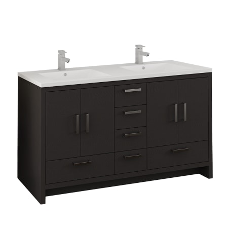 Fresca Imperia 60" Free Standing Double Basin Vanity Set with Cabinet and Acrylic Vanity Top Dark Gray Oak