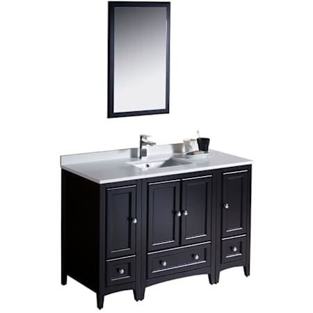 Fresca Oxford 48" Free Standing Single Basin Vanity Set with Cabinet, Quartz Vanity Top, and Framed Mirror Espresso