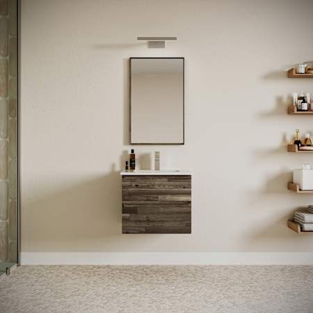 Fresca Formosa 24" Wall Mounted Single Basin Vanity Set with Cabinet, Quartz Vanity Top, and Framed Mirror Acacia Wood