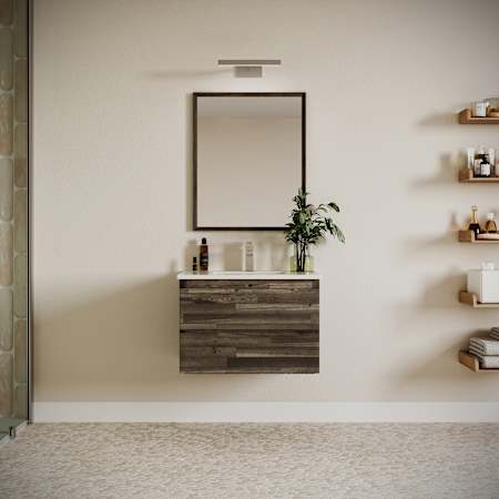 Fresca Formosa 30" Wall Mounted Single Basin Vanity Set with Cabinet, Quartz Vanity Top, and Framed Mirror Acacia Wood