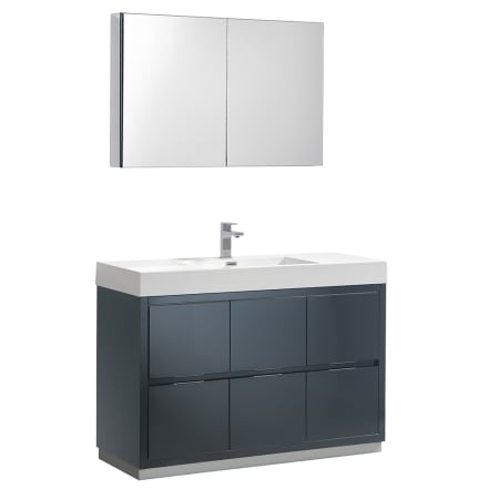 Fresca Valencia 48" Single Vanity Set with Wood Cabinet and Acrylic Vanity Top - Includes 39-1/2" Medicine Cabinet Dark Slate Gray