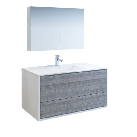 Fresca Catania 48" Wall Mounted Single Basin Vanity Set with Acrylic Vanity Top and One Single Hole Faucet Glossy Ash Gray