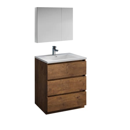 Fresca Lazzaro 30" Free Standing Single Basin Vanity Set with Acrylic Vanity Top and One Single Hole Faucet Rosewood