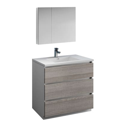 Fresca Lazzaro 36" Free Standing Single Basin Vanity Set with Acrylic Vanity Top and One Single Hole Faucet Glossy Ash Gray