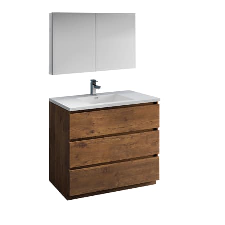 Fresca Lazzaro 40" Free Standing Single Basin Vanity Set with Acrylic Vanity Top and One Single Hole Faucet Rosewood