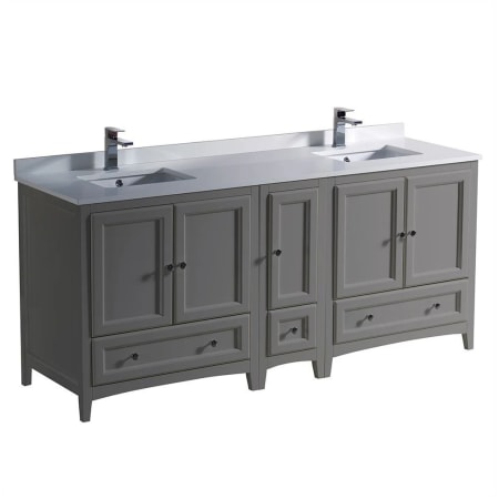 Fresca Oxford 72" Free Standing Vanity Set with Wood Cabinet, Quartz Vanity Top, and Dual Undermount Sinks Gray