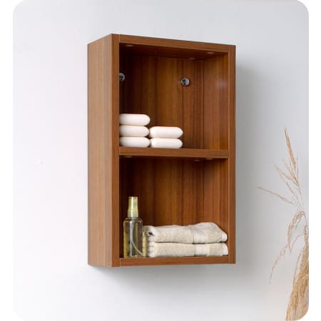 Fresca Senza 20" Wall Mounted Bathroom Linen Cabinet with Two Open Storage Areas Teak