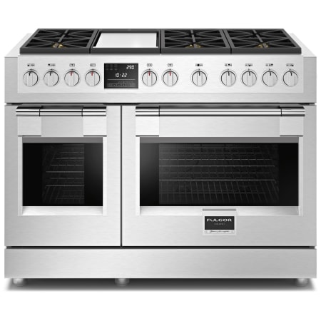 Fulgor Milano 600 Series 48 Inch Wide 7.1 Cu. Ft. Free Standing Dual Fuel Range with Dual Crescendo Burners and Griddle Stainless Steel