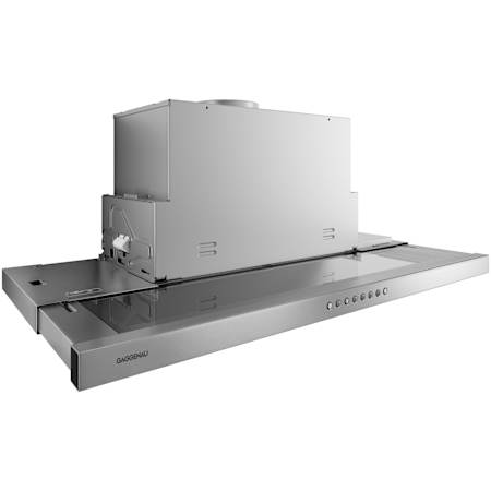 Finish: Gaggenau 200 Series 90 - 370 CFM 36 Inch Wide Range Hood Insert with 3 Speeds and Push Button Controls Stainless Steel