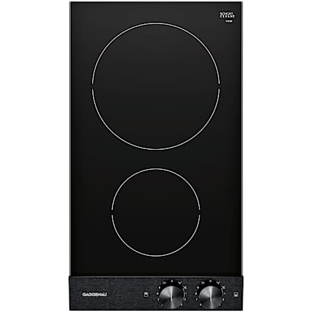 Finish: Gaggenau 200 Series 12 Inch Wide 2 Burner Electric Cooktop with Cook Zone Marking and Safety Shut Off Black