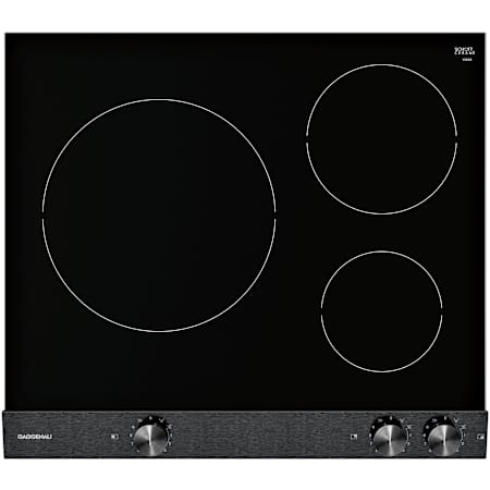 Finish: Gaggenau 200 Series 24 Inch Wide 3 Burner Electric Cooktop with Frying Sensor and Cooking Zone Marking Black