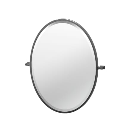 Gatco Bleu 23-1/2" W x 27-1/2" H Oval Framed Bathroom Wall Mirror Matte Black
