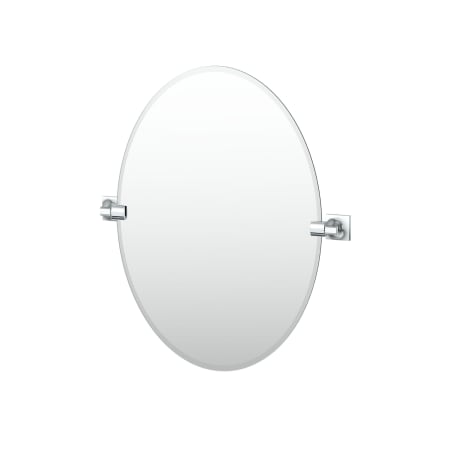 Gatco Waterline 26-1/2" x 23-1/2" Contemporary Oval Frameless Bathroom Wall Mirror Chrome