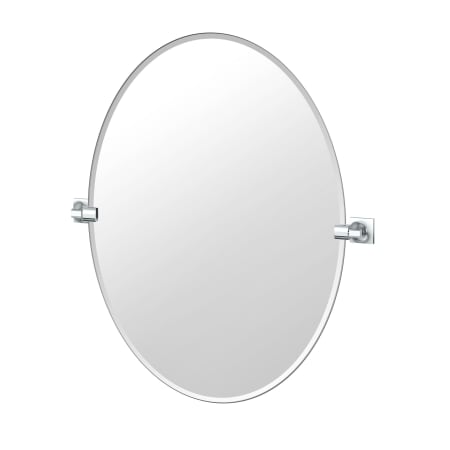 Gatco Waterline 32" x 28" Contemporary Oval Frameless Bathroom Wall Mirror Chrome