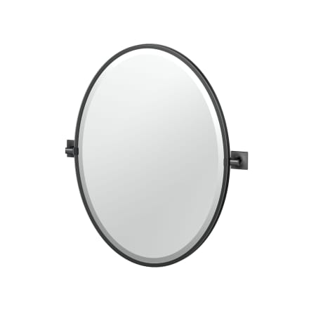 Gatco Waterline 27-1/2" x 24-1/8" Contemporary Oval Framed Bathroom Wall Mirror Matte Black