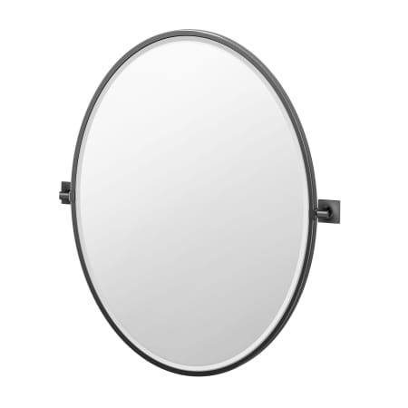 Gatco Waterline 33" x 28-5/8" Contemporary Oval Framed Bathroom Wall Mirror Matte Black