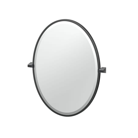 Gatco A-Line 27-1/2" x 22-3/4" Contemporary Oval Framed Bathroom Wall Mirror Matte Black