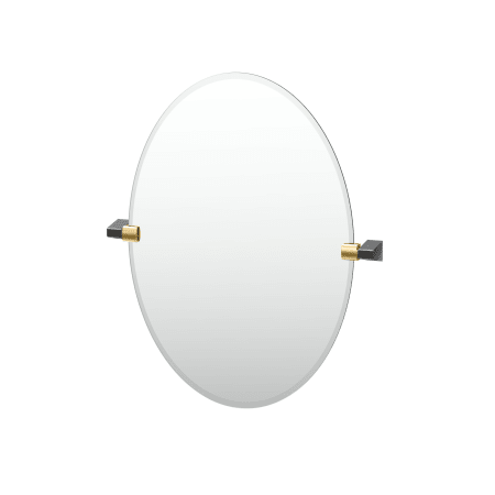 Gatco A-Line 26-1/2" x 22-1/8" Contemporary Oval Frameless Bathroom Wall Mirror Brushed Brass / Matte Black