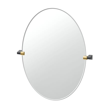 Gatco A-Line 32" x 27-1/8" Contemporary Oval Frameless Bathroom Wall Mirror Brushed Brass / Matte Black