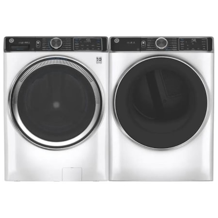 GE 27 Inch Wide 4.8 cu. ft. Capacity Front Load Washer and 27 Inch Wide 7.8 Cu. Ft. Capacity Front Load Gas Dryer White