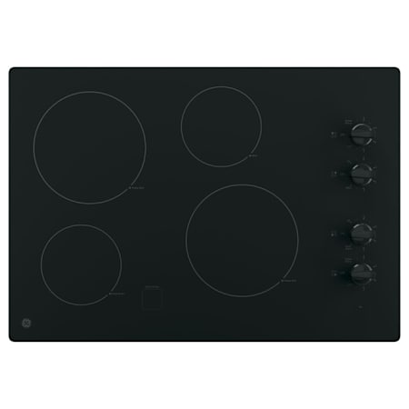 GE 30 Inch Wide 4 Burner Electric Cooktop with Melt Setting and Knob Controls Black