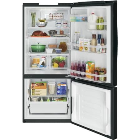 GE-GBE21DK-Door Open Stocked Fridge