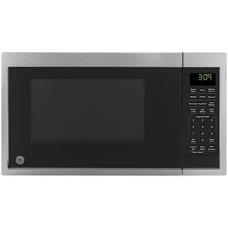 GE 19 Inch Wide 0.9 Cu. Ft. 900 Watt Countertop Microwave with Scan-to-Cook Technology Stainless Steel