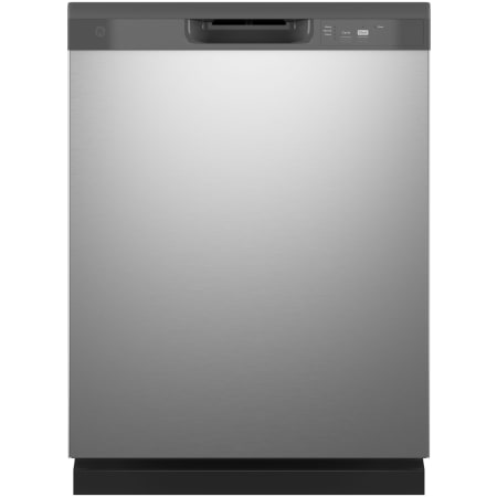 GE 24 Inch Wide 12 Place Setting Built-In Front Control Dishwasher with Extra Heavy Duty Wash Cycle and Piranha Hard Food Dispenser Stainless Steel