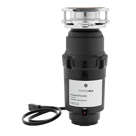 GE 1/2 HP Continuous Garbage Disposal with 25 Ounce Grind Chamber and Drain Boost Technology Black