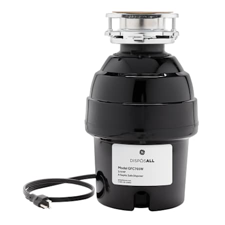 GE 3/4 HP Continuous Garbage Disposal with 32 Ounce Grind Chamber and Drain Boost Technology Black