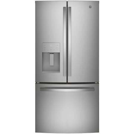 GE 33 Inch Wide 23.7 Cu. Ft. Energy Star Rated Fingerprint Resistant French Door Refrigerator with Space Saving Icemaker and LED Lighting Fingerprint Resistant Stainless