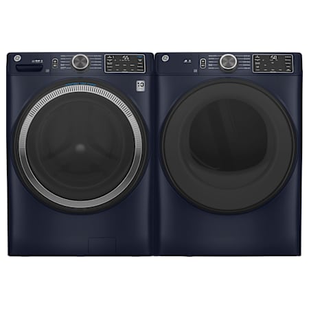 GE 28 Inch Wide 4.8 Cu. Ft. Front Load Washer and 28 Inch Wide 7.8 Cu. Ft. Electric Dryer Laundry Pair Sapphire Blue