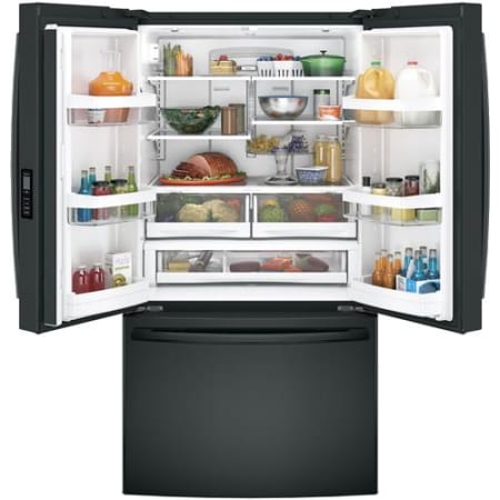 GE-GNE29GK-Door Open Stocked Fridge