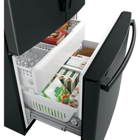 GE-GNE29GK-Freezer Door Open with Stocked Drawers