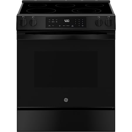 GE 30 Inch Wide 5.3 Cu. Ft. Slide In Electric Range with Storage Drawer and Radiant Burners Black