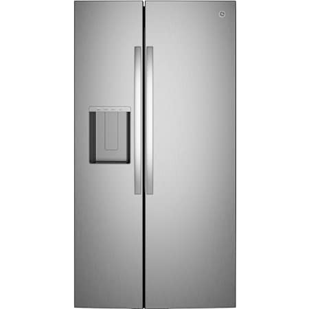 GE 36 Inch Wide 27.7 Cu. Ft. Fingerprint Resistant Side By Side Refrigerator with LED Light Walls and Extra Tall Dispenser Fingerprint Resistant Stainless