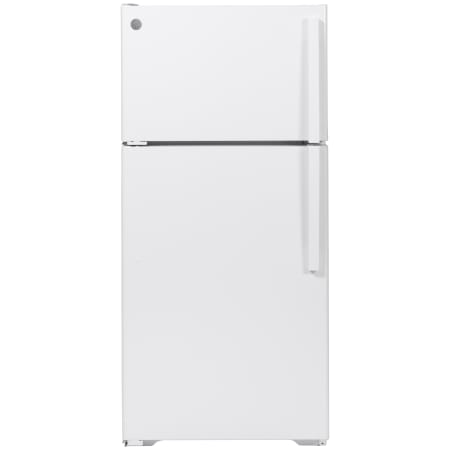 GE 28 Inch Wide 15.6 Cu. Ft. Energy Star Rated Top Mount Refrigerator with LED lighting and Left Hinge Door Swing White