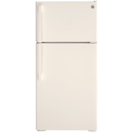 GE 28 Inch Wide 15.6 Cu. Ft. Energy Star Rated Top Mount Refrigerator with LED lighting and Right Hinge Door Swing Bisque