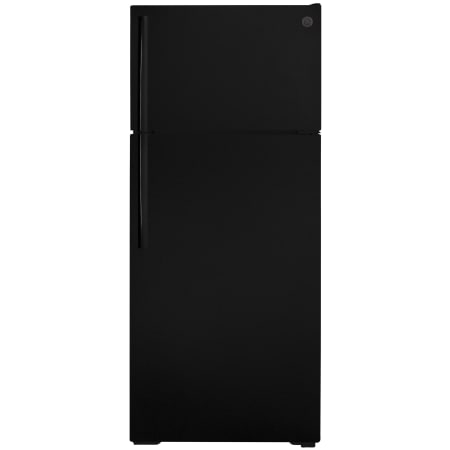 GE 28 Inch Wide 17.5 Cu. Ft. Energy Star Rated Top Mount Refrigerator with LED Lighting and Adjustable Shelves Black