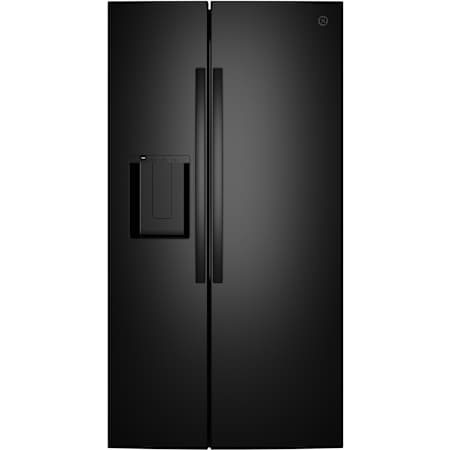 GE 36 Inch Wide 23.6 Cu. Ft. Energy Star Certified Side By Side Refrigerator with External Ice and Water Dispenser Black