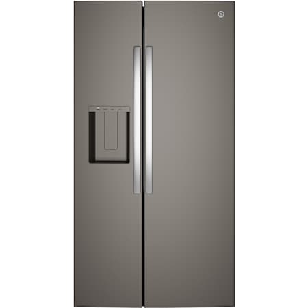 GE 36 Inch Wide 23.6 Cu. Ft. Fingerprint Resistant Side By Side Refrigerator with External Ice and Water Dispenser Slate