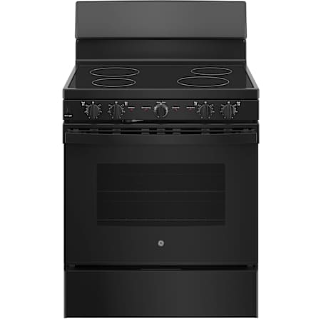 GE 30 Inch Wide 5 Cu. Ft. Energy Star Certified Free Standing Electric Range with Hot Surface Indicator Black