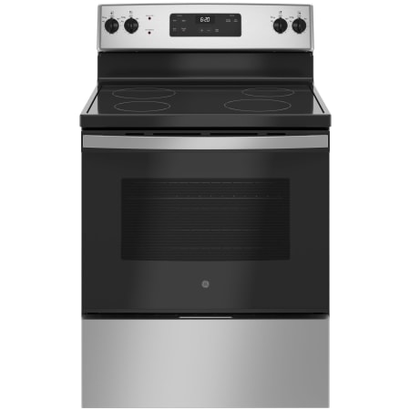 GE 30 Inch Wide 5 Cu. Ft. Free Standing Electric Range with Knob Controls and Storage Drawer Stainless Steel / Black
