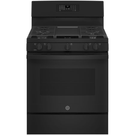GE 30 Inch Wide 5 Cu. Ft. Free Standing Gas Range with Precision Simmer Burner and Integrated Non-Stick Griddle Black