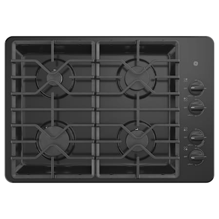 GE 30 Inch Wide Built-In Gas Cooktop with 4 Burners and 15,000 BTU Power Boil Burner Black