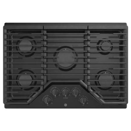 GE 30 Inch Wide Built-In Gas Cooktop with 5 Burners and 15,000 BTU Power Boil Burner Black