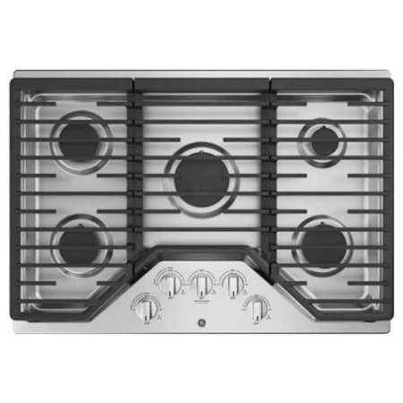 GE 30 Inch Wide Built-In Gas Cooktop with 5 Burners and 15,000 BTU Power Boil Burner Stainless Steel