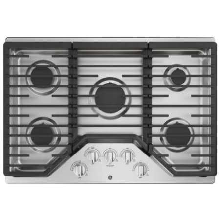 GE 30 Inch Wide Built-In Gas Cooktop with 5 Burners and 15,000 BTU Power Boil Burner Stainless Steel